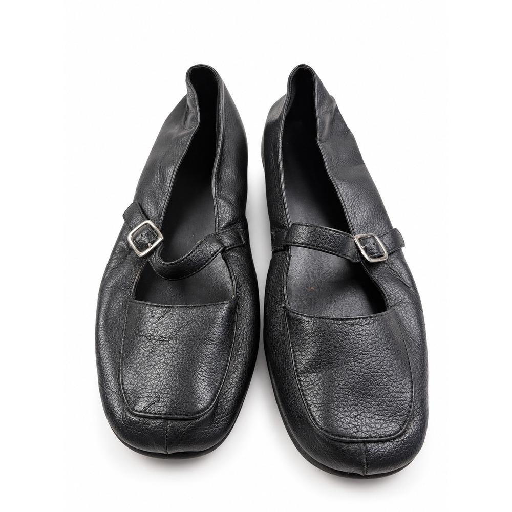 Predictions Vintage Y2K Black Pebbled Mary Jane Square Flats Women's Size 9